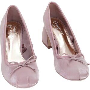 Circus NY Della Block Heel Ballet Pumps Blush Pink Bow Toe Women's US 8M